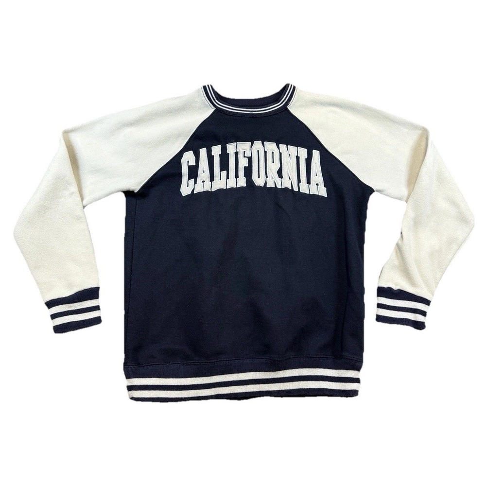 New York Popular Reglan Crewneck Sweatshirt California Navy Cream M Preppy Y2K